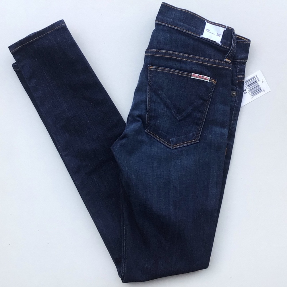 Hudson Nico mid rise super skinny jeans whiskering